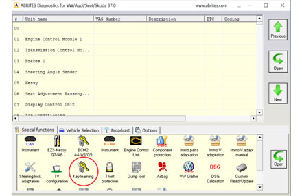 How To Program Spare Keys For a VAG MQB/Golf VII Johnson Controls Dashboard Using AVDI