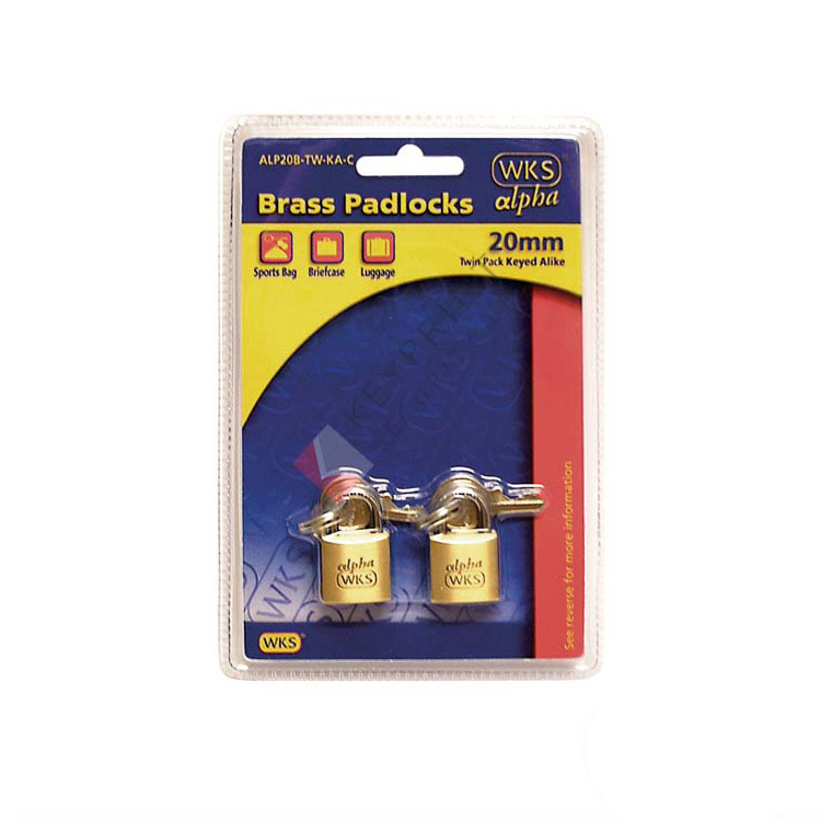 WKS Alpha Brass Padlock Twin Pack - Keyed Alike