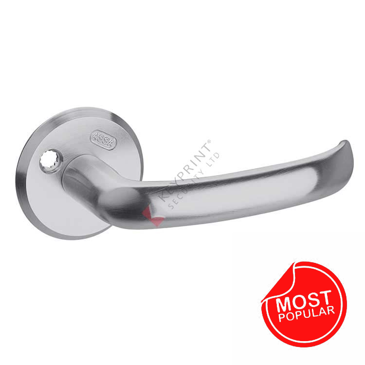 ASSA 640 Classic Lever Handle - Unsprung with Round Roses - Satin Chrome