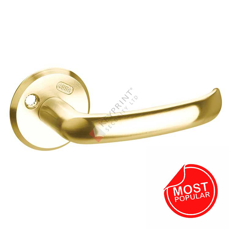 ASSA 640 Classic Lever Handle - Unsprung with Round Roses - Polished Brass