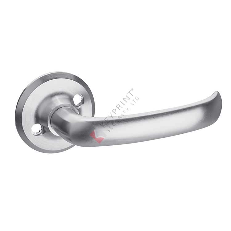 ASSA 6640 Classic Lever Handle - Sprung with Round Roses - Satin Chrome