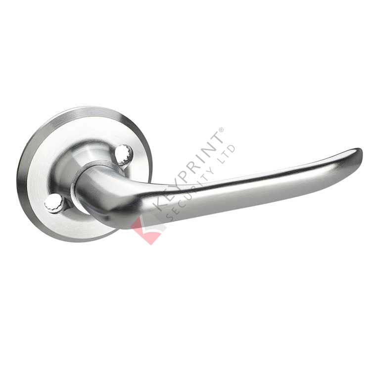 ASSA 6696 Classic Lever Handle - Sprung with Round Roses - Satin Chrome
