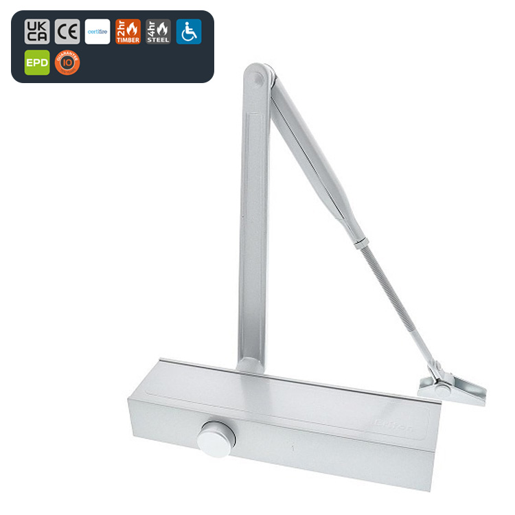 Briton 1120B.SES Adjustable Door Closer for Medium to High Traffic Areas - EN 2-4 - Silver