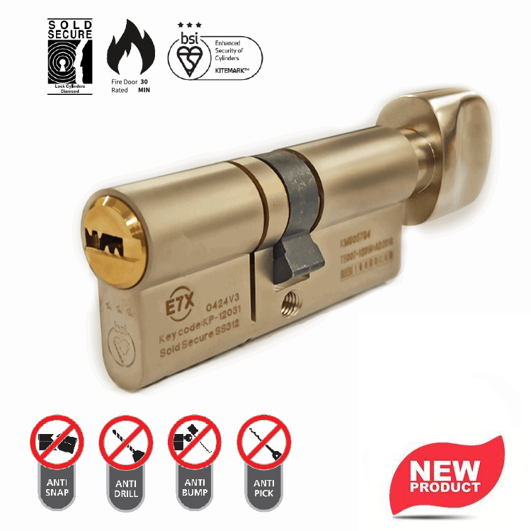 E7X 3-Star Euro Single & Turn Cylinder 70mm (35/35T) - Dual Finish
