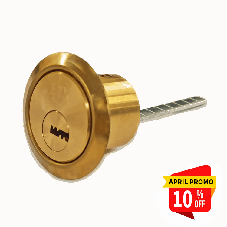 E7X Dimple Rim Cylinder - Polished Brass