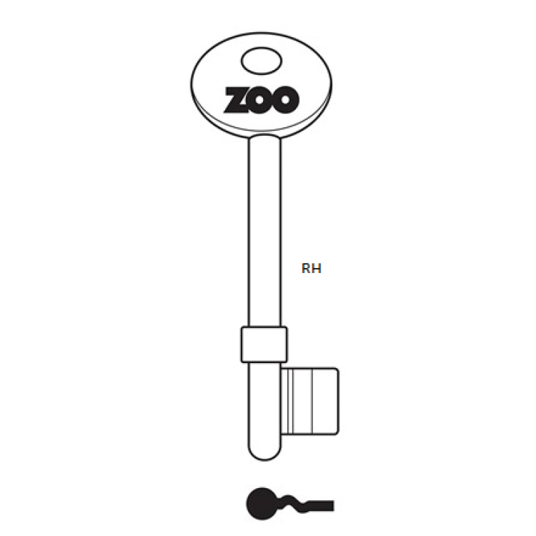 Genuine ZOO Mortice Key Blank For ZOO Budget 3 Lever Sash & DeadLocks - Right Hand