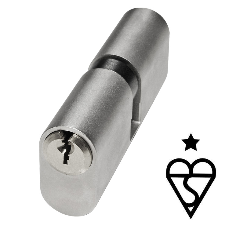 ESLA Technik Pro 1-Star Oval Double 60mm (30/30) Cylinder - Satin Chrome