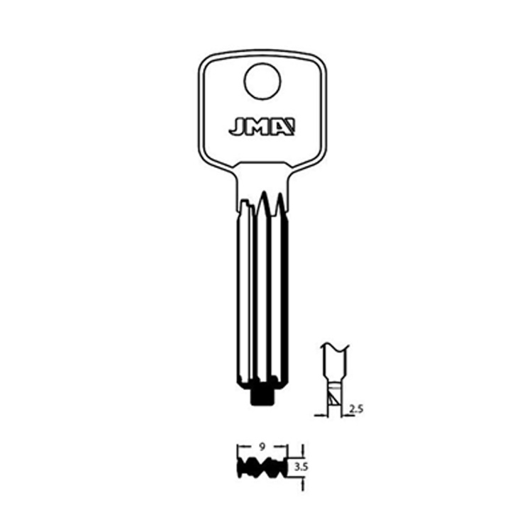 JMA TX-22 Dimple Key Blank To Suit Brisant Ultion Cylinders