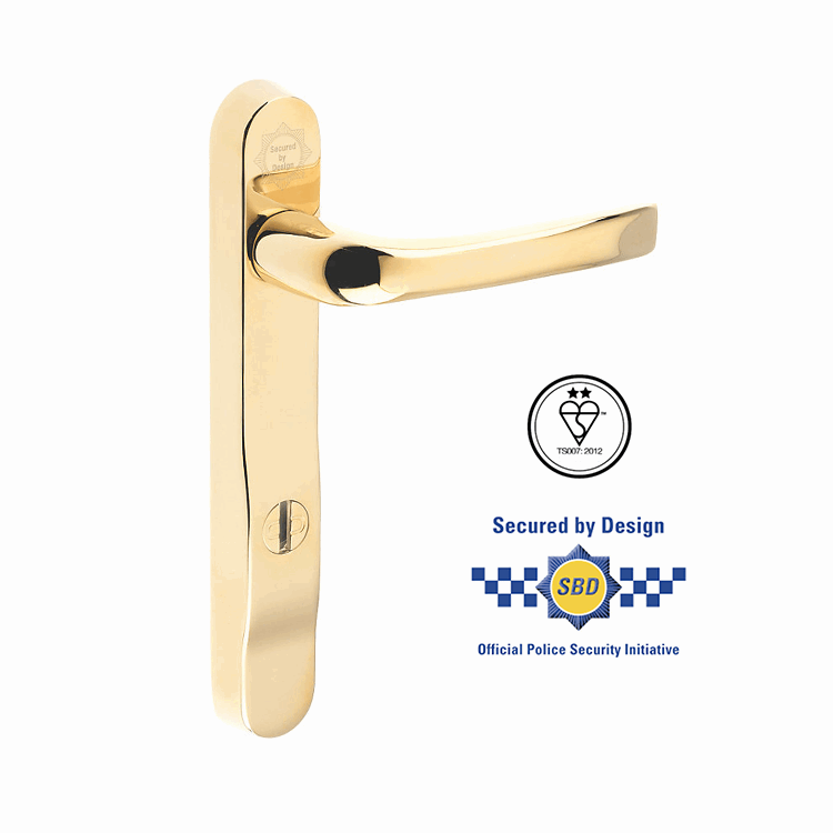 2-Star Lever/Lever Door Handles, 220mm Backplate - Polished Gold