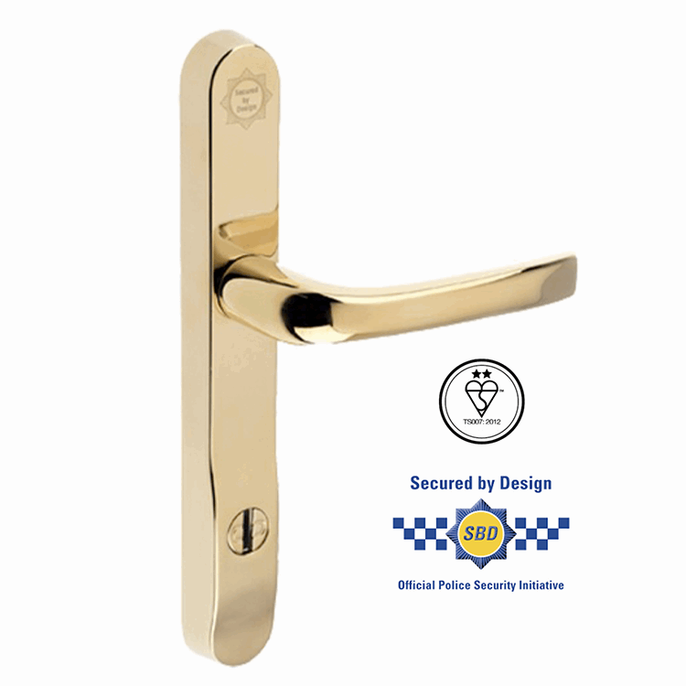 2-Star Lever/Lever Door Handles, 240mm Backplate - Polished Gold