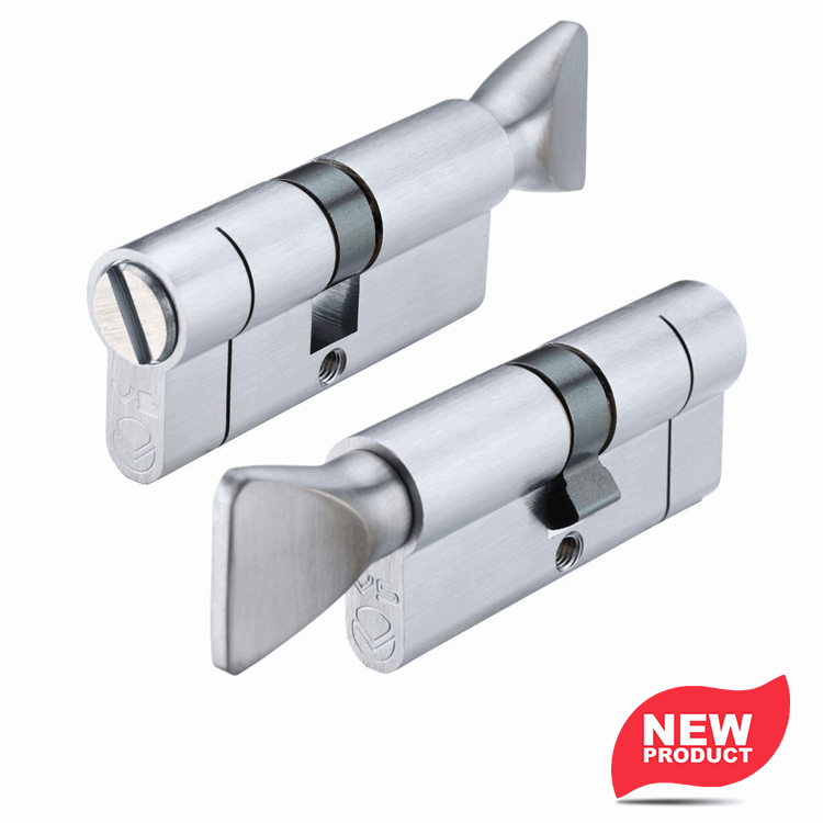 70mm Euro Turn & Coin Release Bathroom Cylinder - Satin Chrome